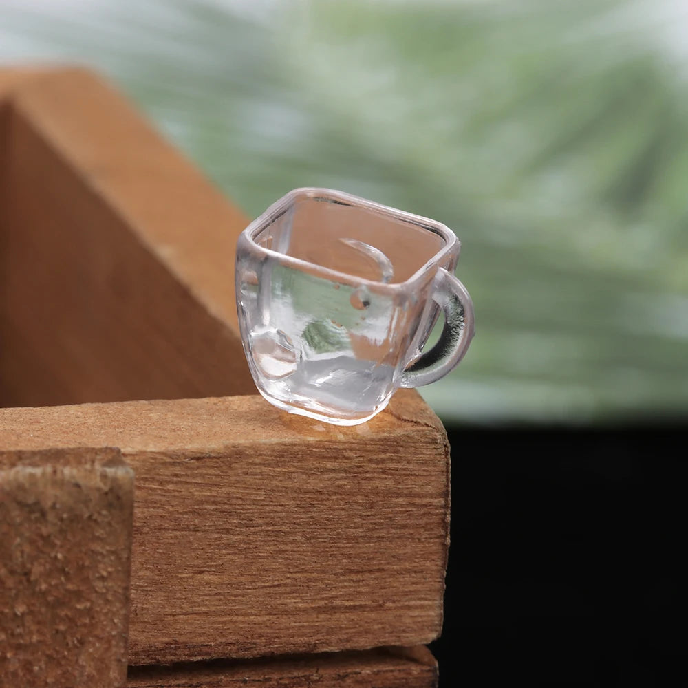 17Pcs/Set 1/12 Dollhouse Miniatures Simulation Tableware Mini Cup Ice Cream Bowl Plastic Model Transparent Goblet Accessories