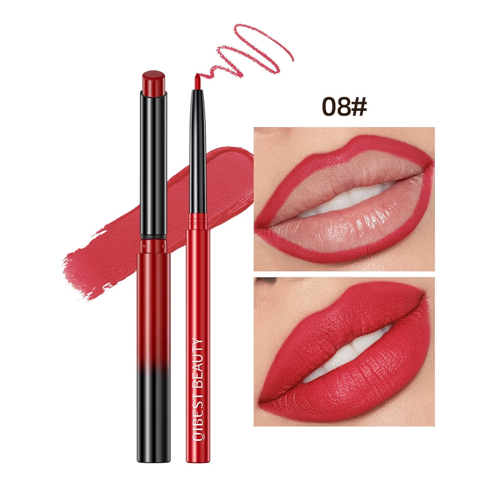 QIBEST Matte Nude Lipstick Pen Lipliner Pencil Set
