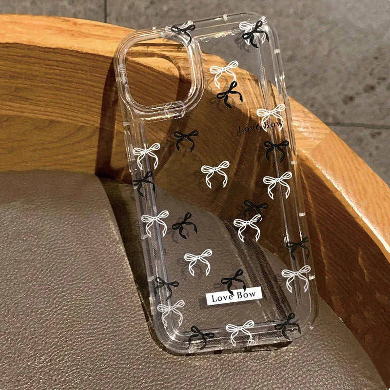 Colorful Bow Print Clear Case For iPhone 17 16 14 13 12 11 15 Pro Max XR X XS 7 8 Plus Transparent Tpu Shockproof Phone Cover