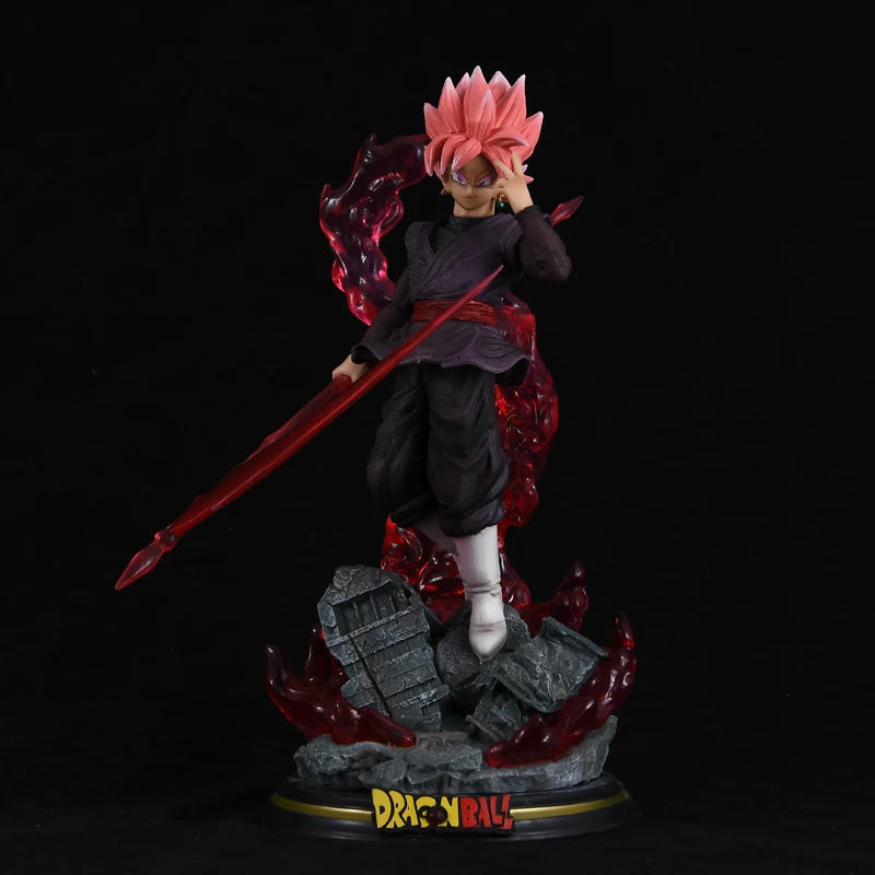 28CM Dragon Ball Z Zamasu Anime Figure Black Goku Action Figurine PVC GK Statue with Light Base Collection Model Decor Toy Gift