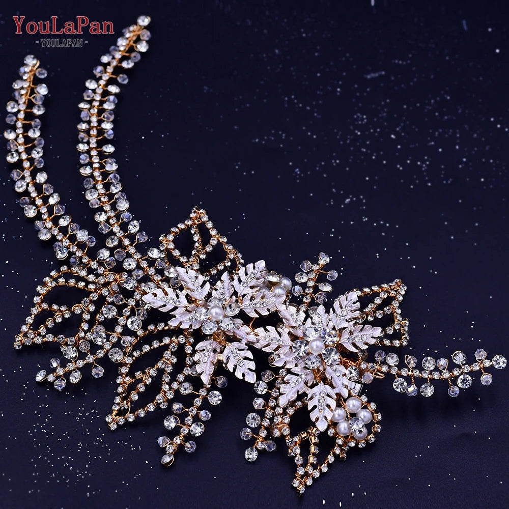 YouLaPan Wedding Hair Accessories Rhinestone Tiara Bridal Headdress Pageant Crown Woman Hair Clip Bridal Hairpin for Party HP254