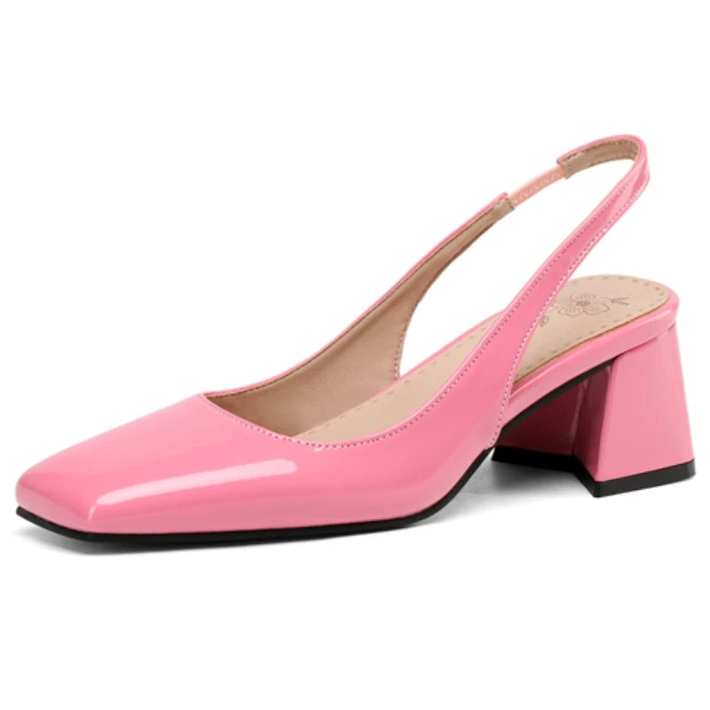 Women's Block Heels Pumps Shoes Elegant Summer Sandals Black Green Pink Close toe Slingback Office Wedding Dress Shoes Female