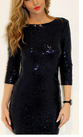 Sequin Backless Bodycon Pencil Dress in Stock