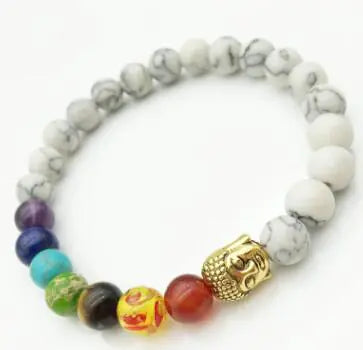 Buddha Bead Bracelet with Seven Chakra Design