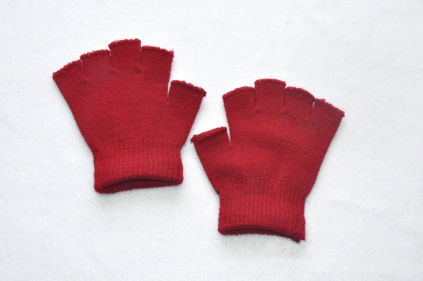 Children's Solid Color Warm Half-Finger Gloves