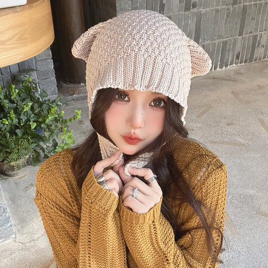 Women's Cute Woolen Cap with Earflaps for Autumn/Winter