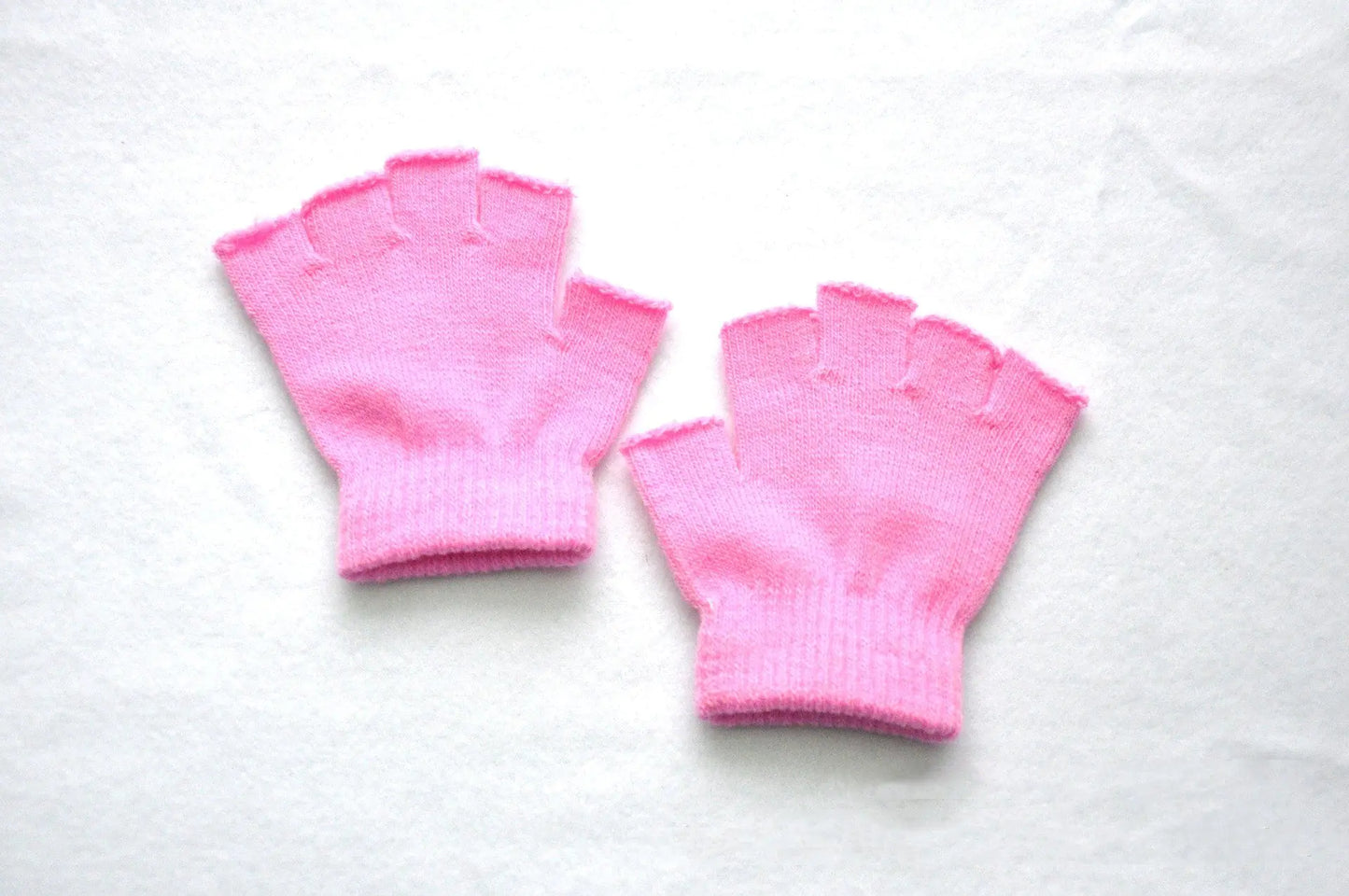Children's Solid Color Warm Half-Finger Gloves