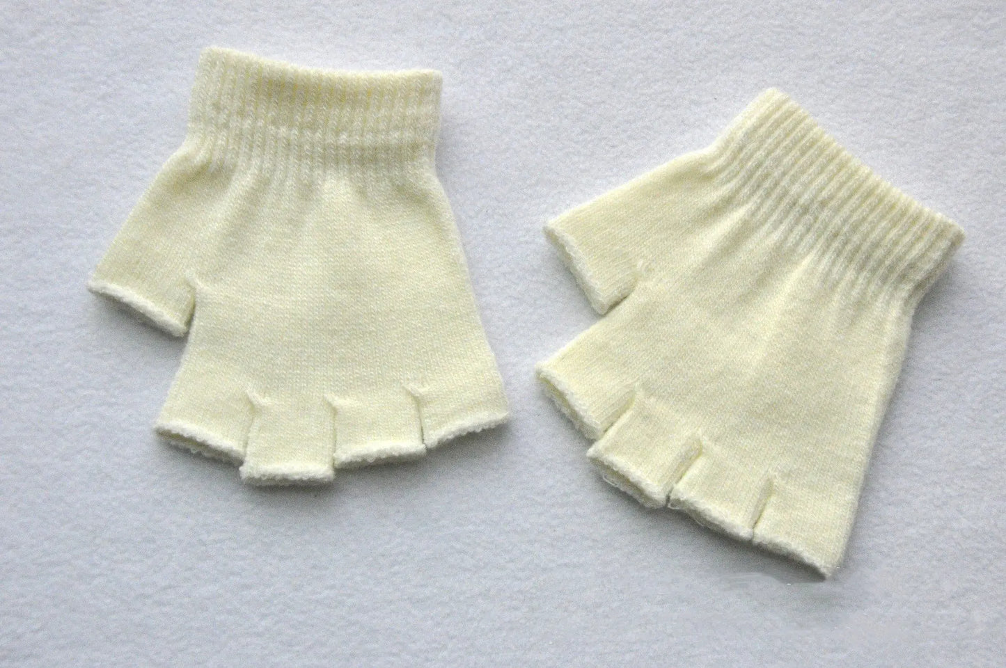 Children's Solid Color Warm Half-Finger Gloves