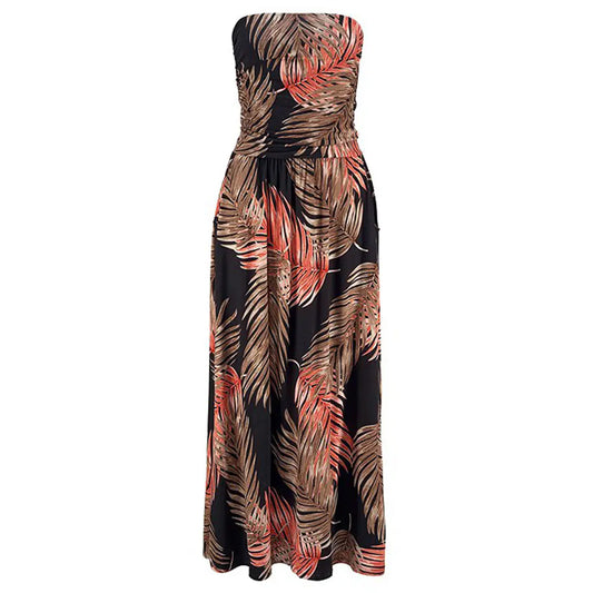Women's Off-Shoulder Loose Multi-Color Maxi Dress