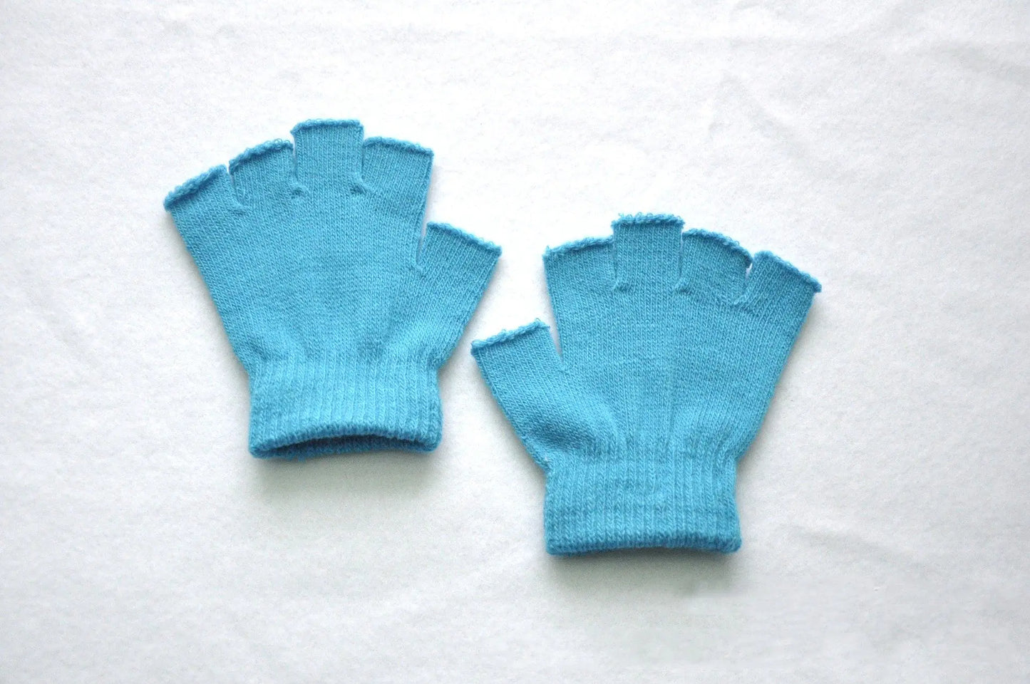 Children's Solid Color Warm Half-Finger Gloves
