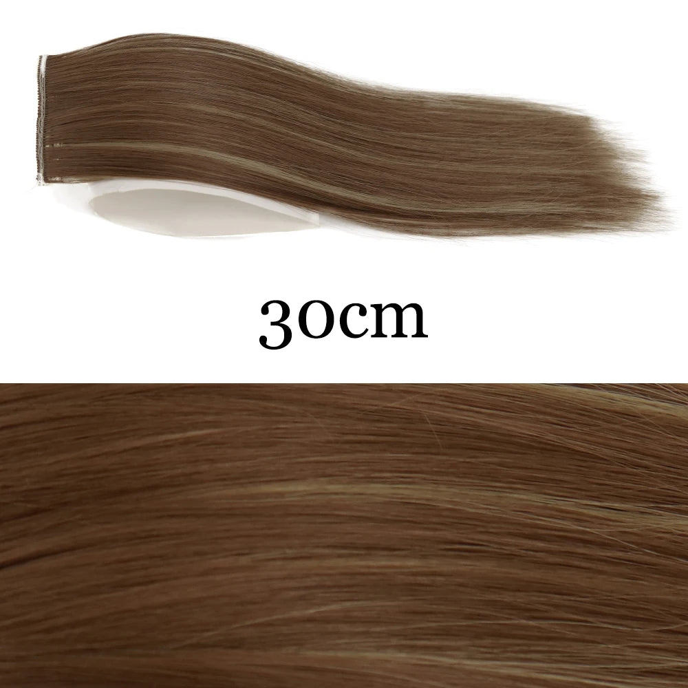 MERISI HAIR Synthetic Invisable Straight Hair Pads Clip In One Piece 2Clips Increase hair volume Hair Extensions Top Side Cover
