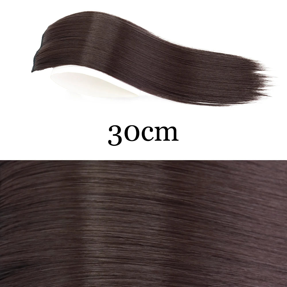 MERISI HAIR Synthetic Invisable Straight Hair Pads Clip In One Piece 2Clips Increase hair volume Hair Extensions Top Side Cover