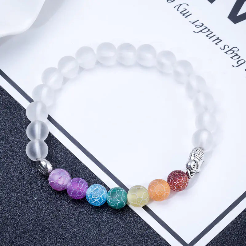 Elephant Bracelet with Colorful Chakra Beads