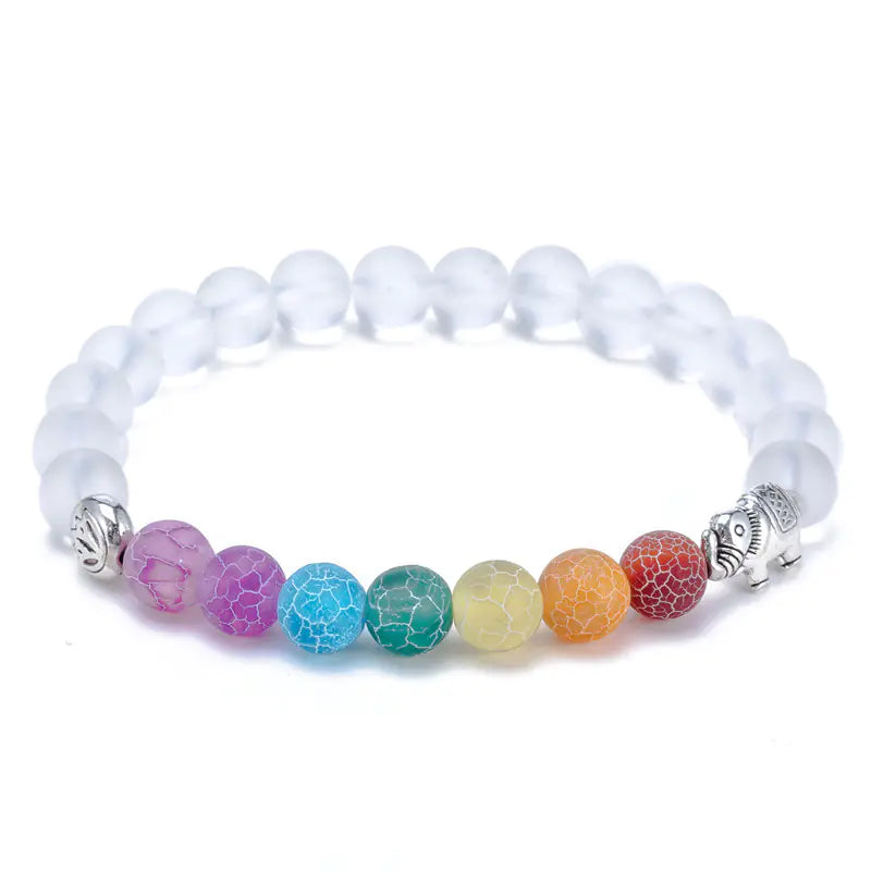 Elephant Bracelet with Colorful Chakra Beads