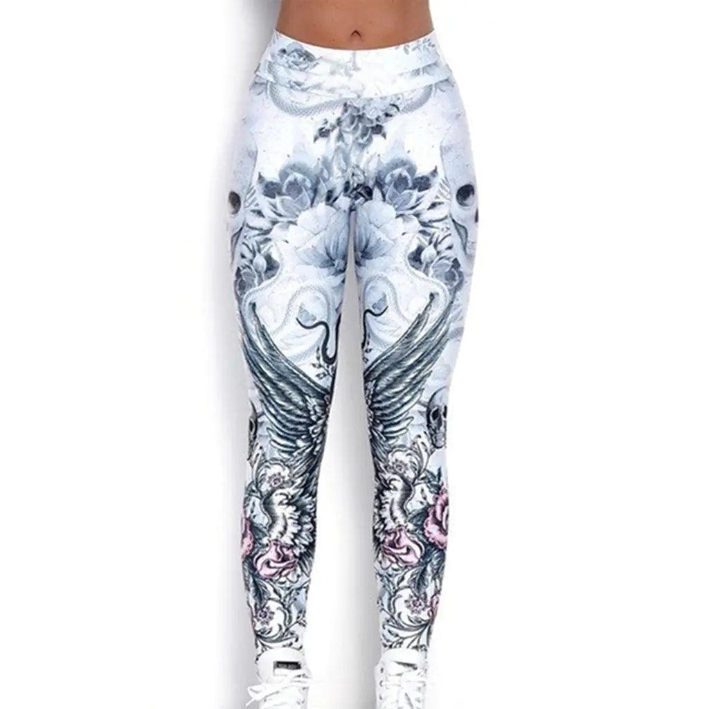 Skull Print Sexy High-Waisted Leggings and Yoga Pants