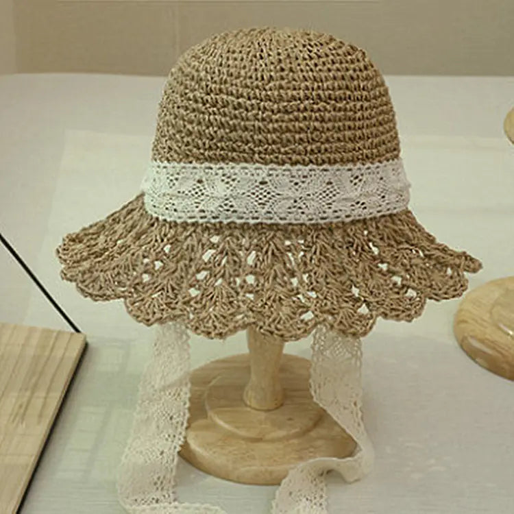 Women's Big Brim Hollow Straw Sun Hat for Beach