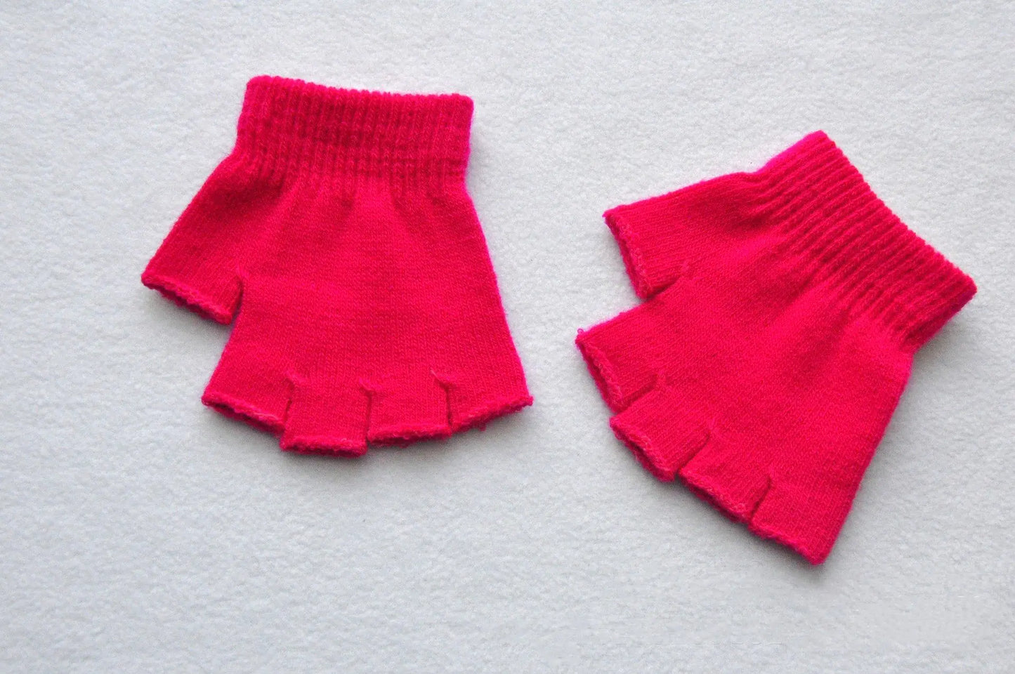 Children's Solid Color Warm Half-Finger Gloves