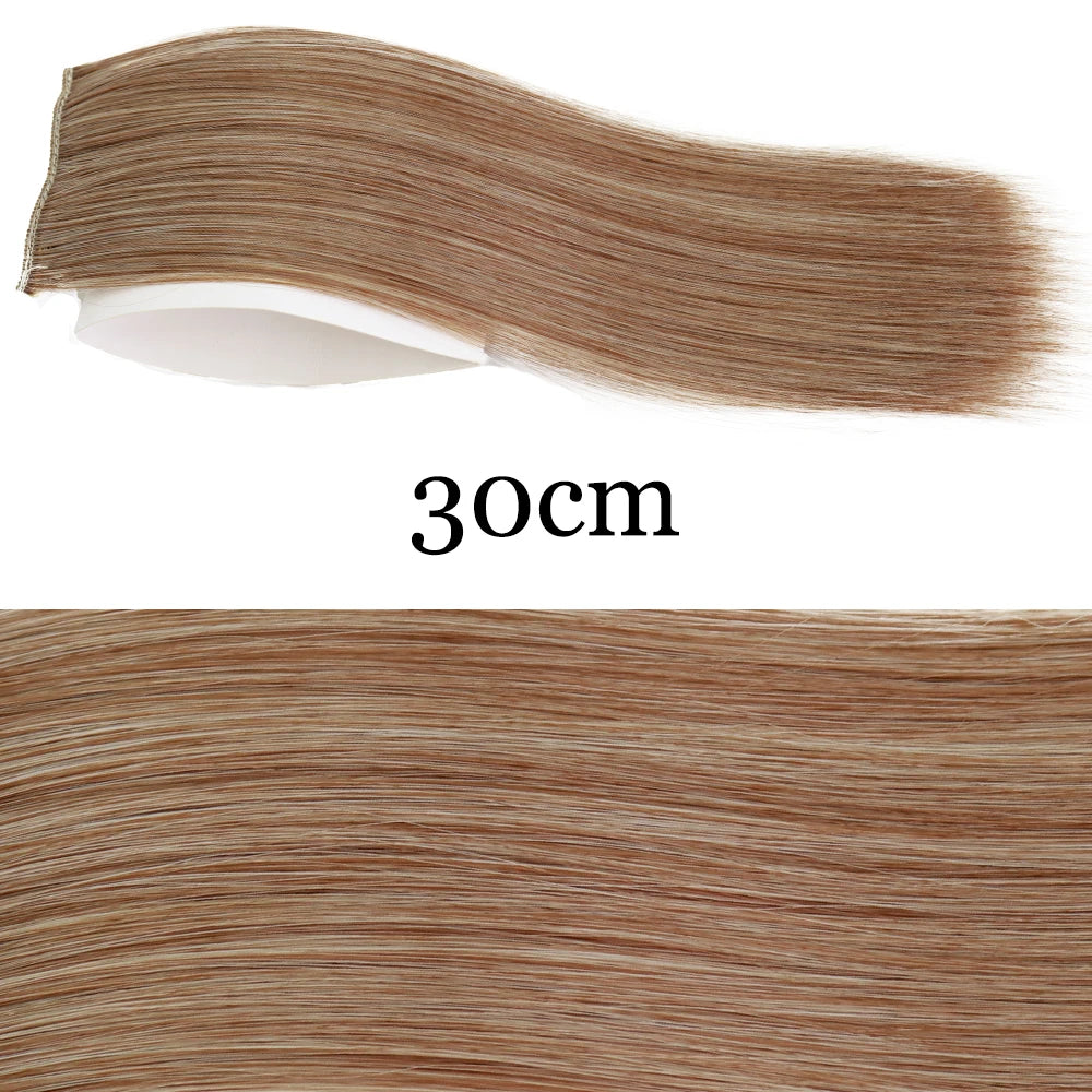 MERISI HAIR Synthetic Invisable Straight Hair Pads Clip In One Piece 2Clips Increase hair volume Hair Extensions Top Side Cover
