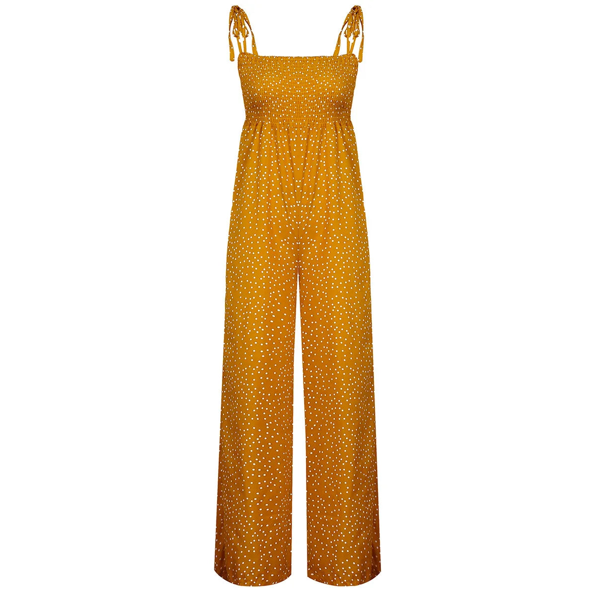 Women Bowknot Sleeveless Jumpsuit Summer Strap Backless Wide Leg Pants Trousers Jumpsuits Beach Polka Dot Suit Pants