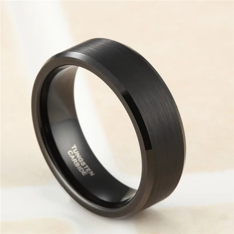 TIGRADE 4/6/8/mm Black Tungsten Carbide Ring Men Brushed Silver Color Wedding Band Women Engagement Rings For Male Jewelry