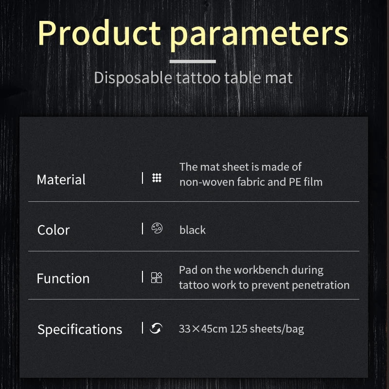 Black Disposable Tattoo Tablecloth Absorbent Tattoo Cloth Towel Cleaning Pad Medical Paper Beauty Tattoo Accessories