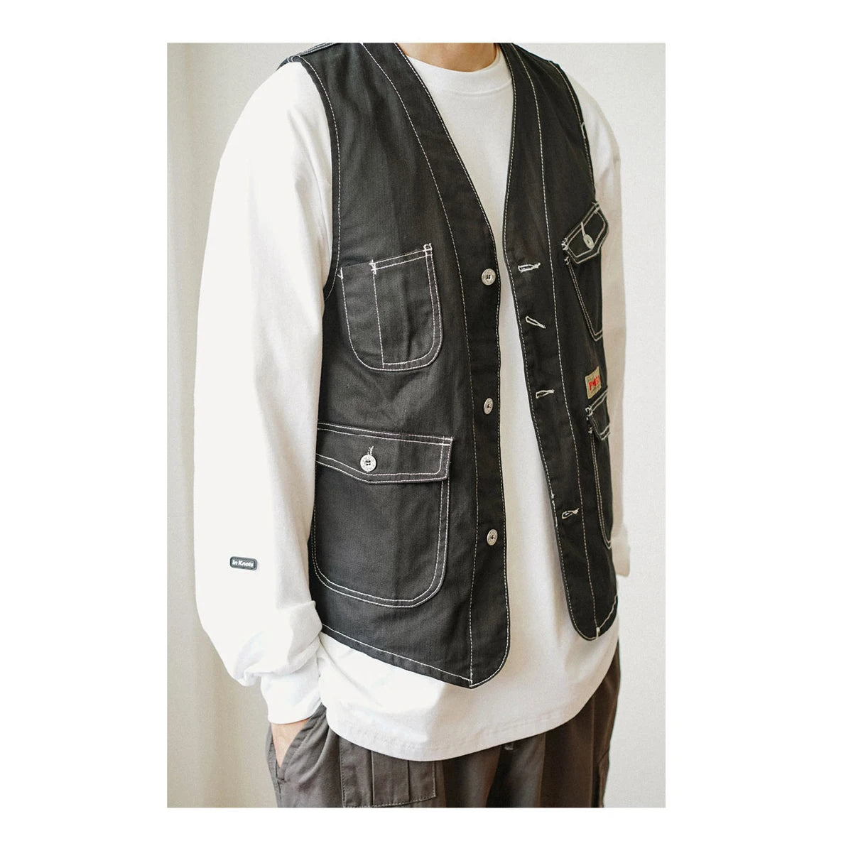 Multi Pocket Cargo Vest Mens Safari Style Photography Vests Streetwear Sleeveless Jacket for Men