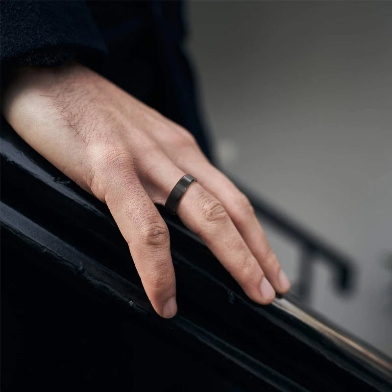 TIGRADE 4/6/8/mm Black Tungsten Carbide Ring Men Brushed Silver Color Wedding Band Women Engagement Rings For Male Jewelry