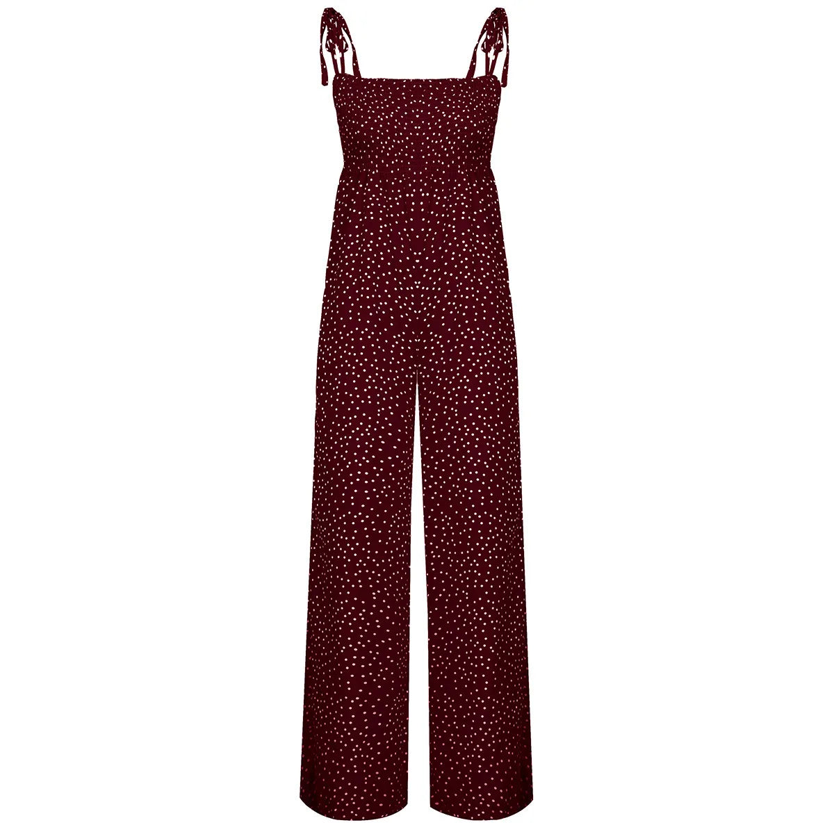 Women Bowknot Sleeveless Jumpsuit Summer Strap Backless Wide Leg Pants Trousers Jumpsuits Beach Polka Dot Suit Pants