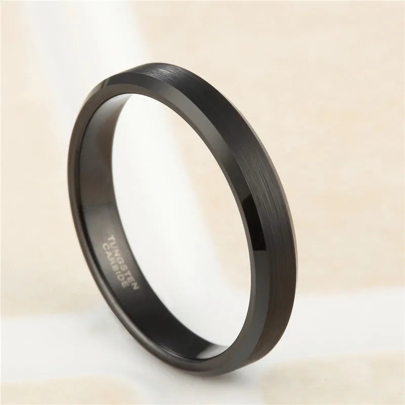 TIGRADE 4/6/8/mm Black Tungsten Carbide Ring Men Brushed Silver Color Wedding Band Women Engagement Rings For Male Jewelry