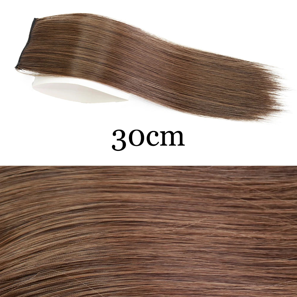 MERISI HAIR Synthetic Invisable Straight Hair Pads Clip In One Piece 2Clips Increase hair volume Hair Extensions Top Side Cover