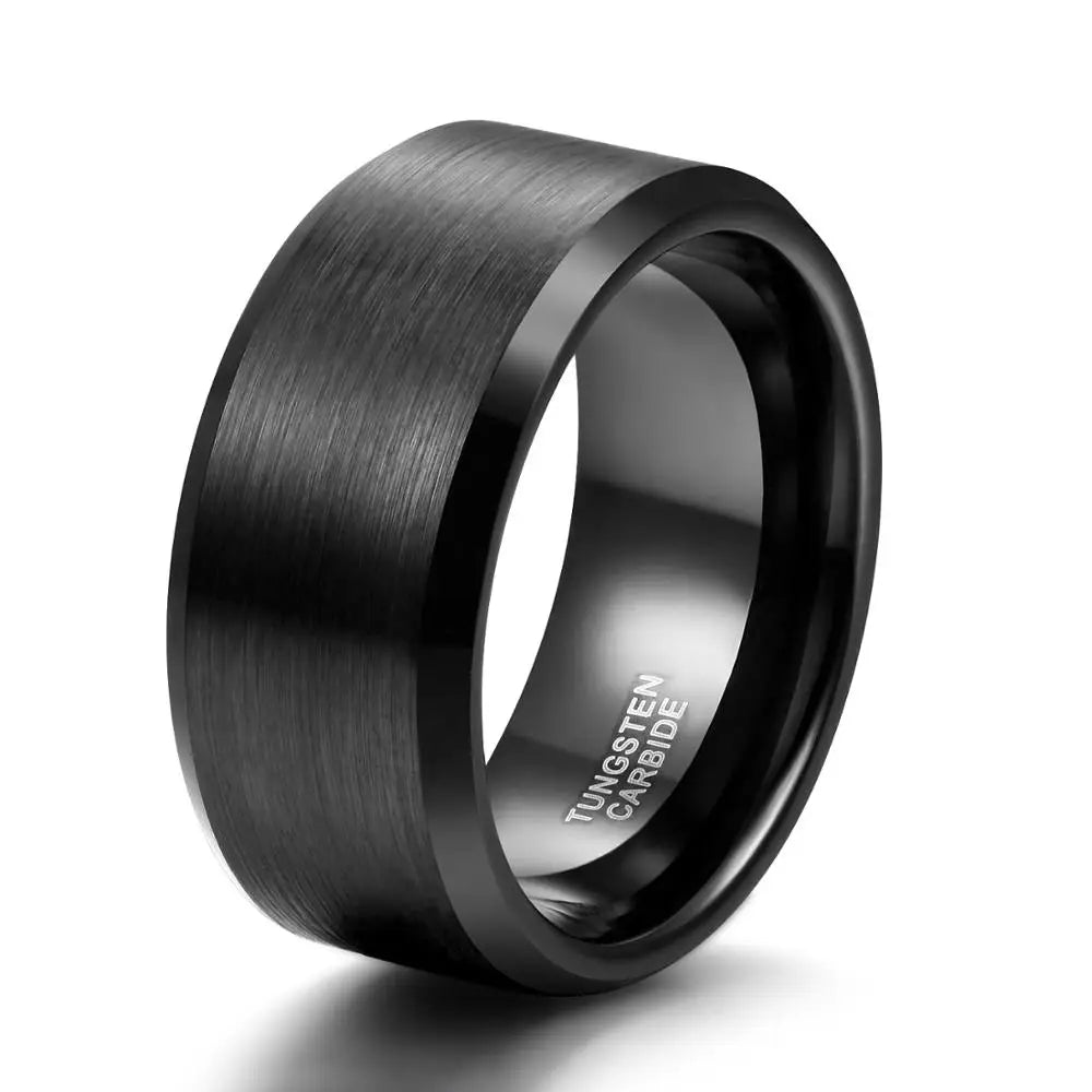 TIGRADE 4/6/8/mm Black Tungsten Carbide Ring Men Brushed Silver Color Wedding Band Women Engagement Rings For Male Jewelry