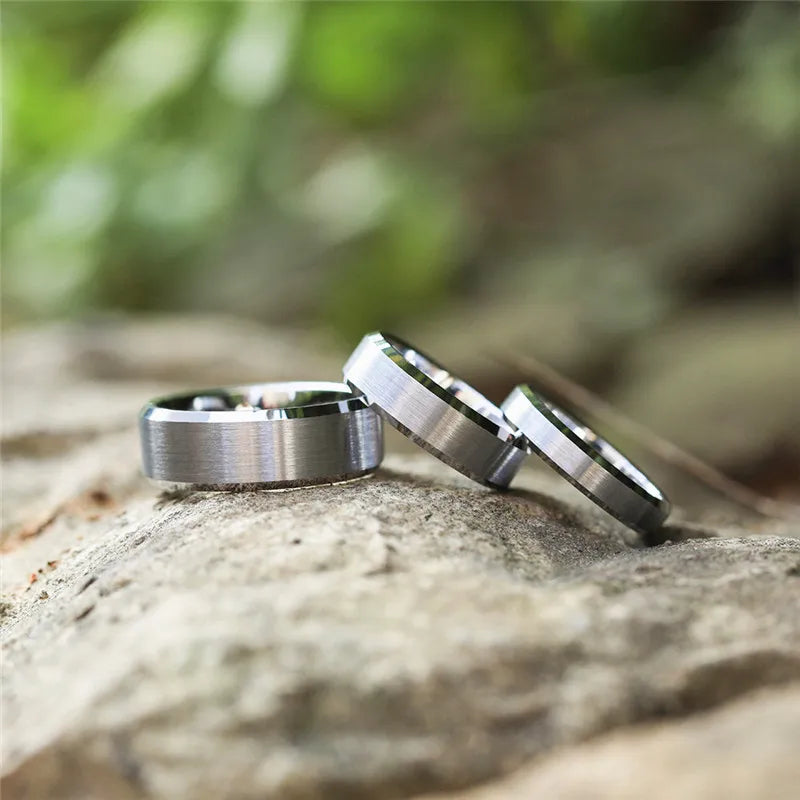 TIGRADE 4/6/8/mm Black Tungsten Carbide Ring Men Brushed Silver Color Wedding Band Women Engagement Rings For Male Jewelry