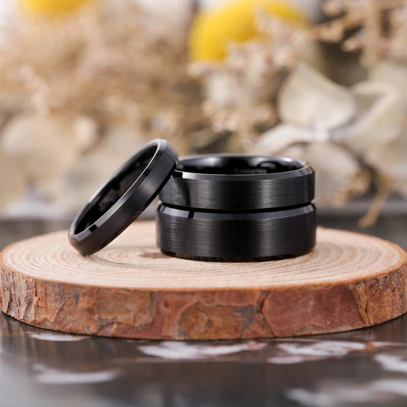 TIGRADE 4/6/8/mm Black Tungsten Carbide Ring Men Brushed Silver Color Wedding Band Women Engagement Rings For Male Jewelry