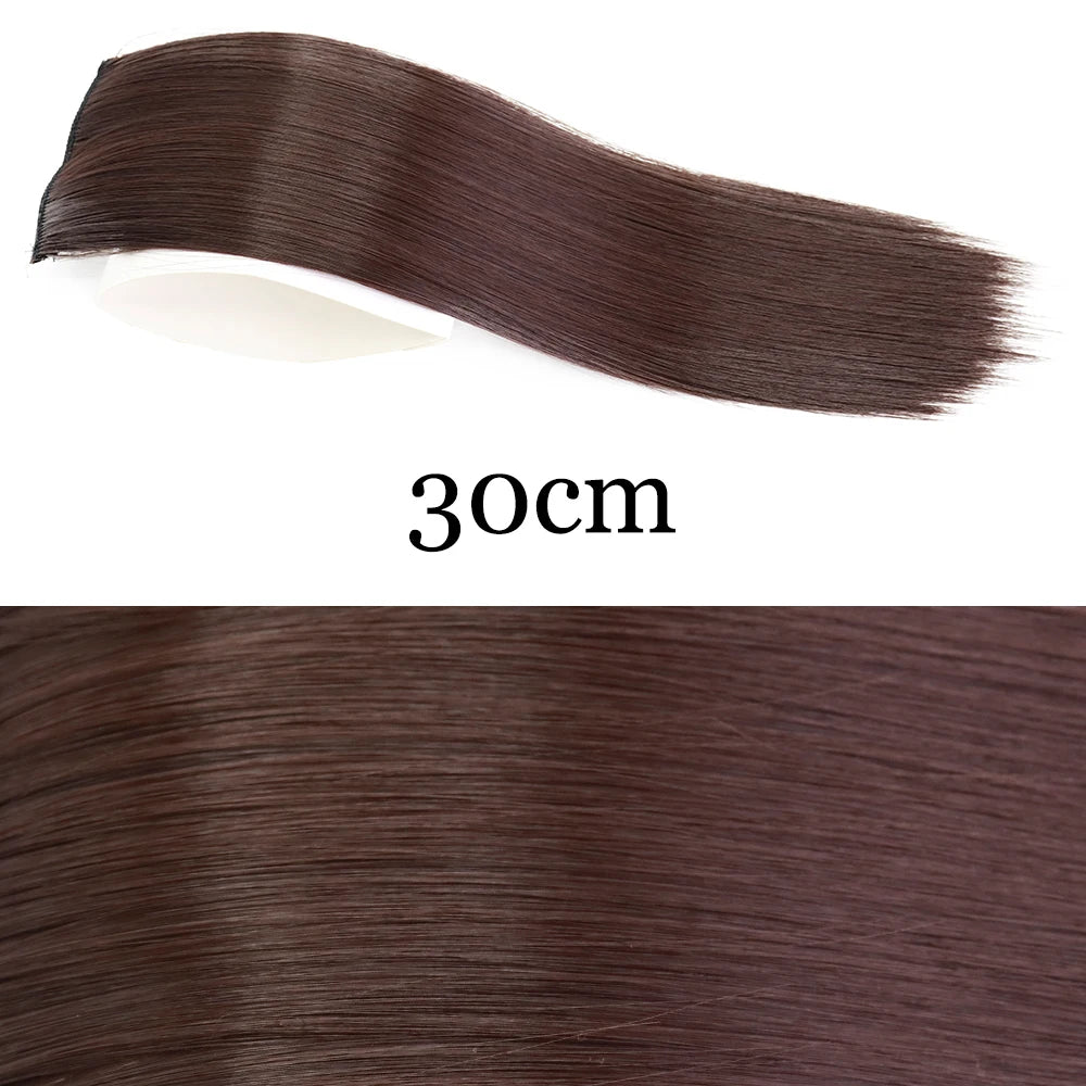MERISI HAIR Synthetic Invisable Straight Hair Pads Clip In One Piece 2Clips Increase hair volume Hair Extensions Top Side Cover
