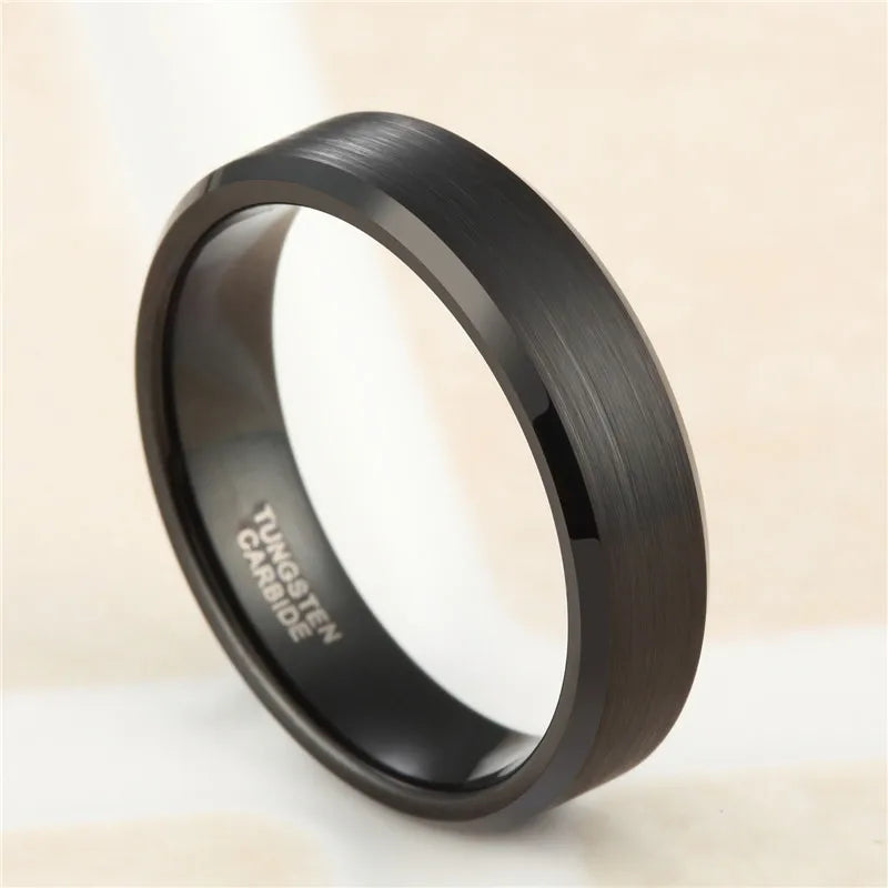 TIGRADE 4/6/8/mm Black Tungsten Carbide Ring Men Brushed Silver Color Wedding Band Women Engagement Rings For Male Jewelry