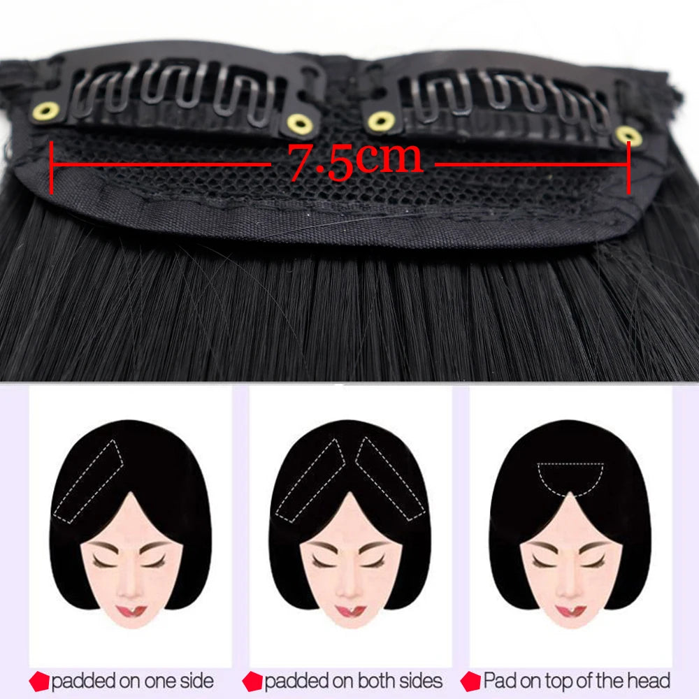 MERISI HAIR Synthetic Invisable Straight Hair Pads Clip In One Piece 2Clips Increase hair volume Hair Extensions Top Side Cover