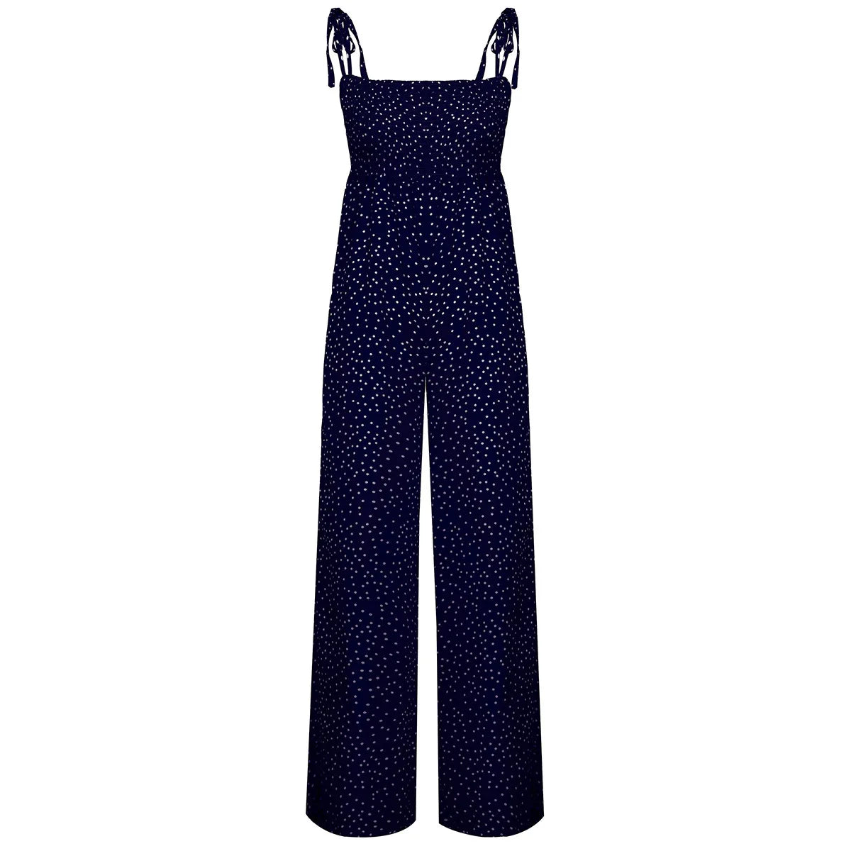 Women Bowknot Sleeveless Jumpsuit Summer Strap Backless Wide Leg Pants Trousers Jumpsuits Beach Polka Dot Suit Pants