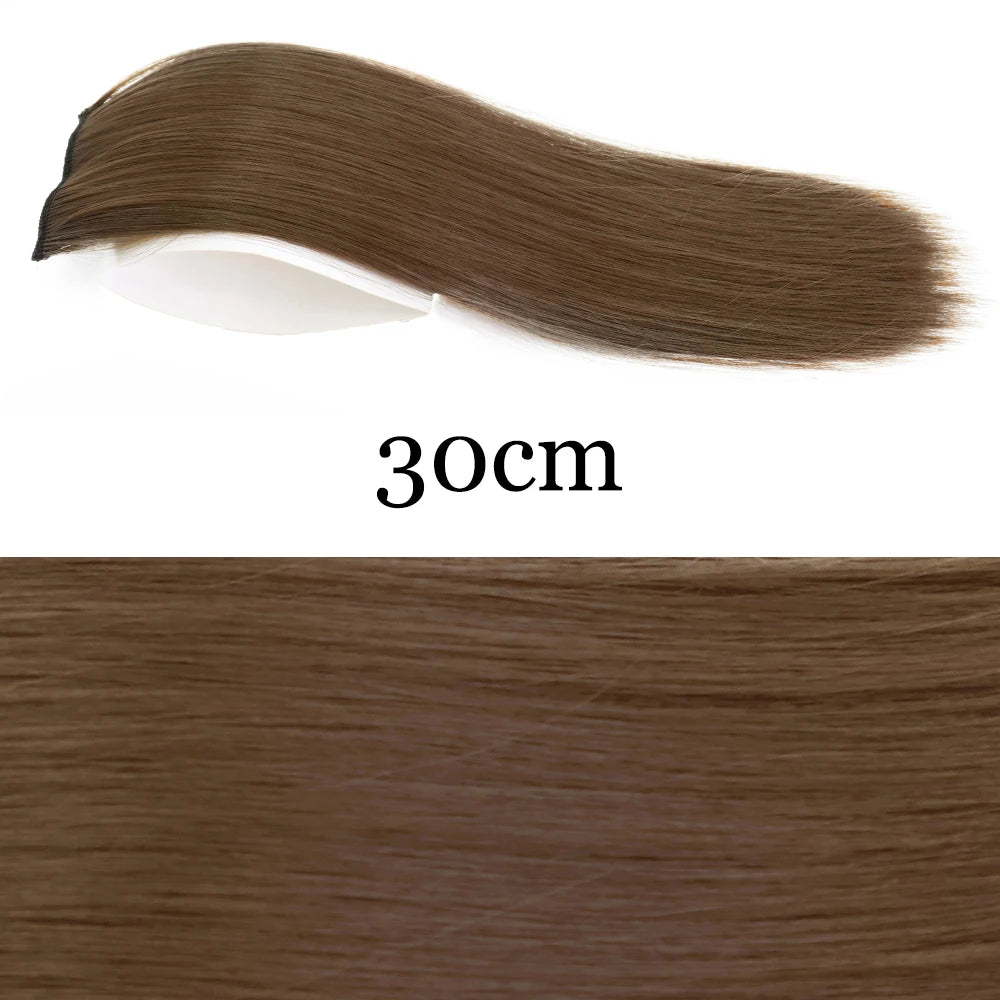 MERISI HAIR Synthetic Invisable Straight Hair Pads Clip In One Piece 2Clips Increase hair volume Hair Extensions Top Side Cover