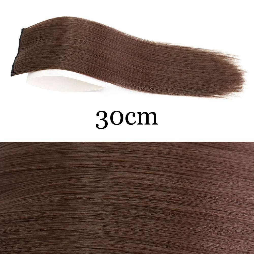 MERISI HAIR Synthetic Invisable Straight Hair Pads Clip In One Piece 2Clips Increase hair volume Hair Extensions Top Side Cover