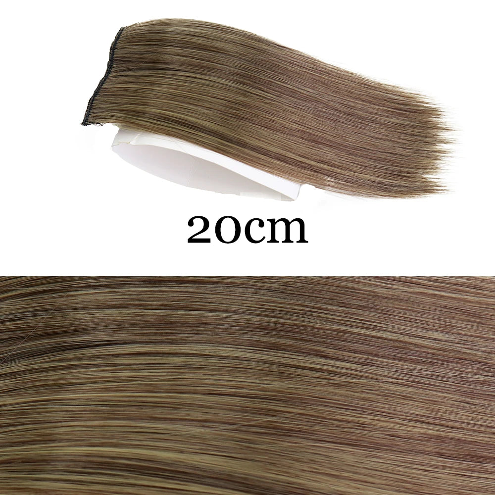MERISI HAIR Synthetic Invisable Straight Hair Pads Clip In One Piece 2Clips Increase hair volume Hair Extensions Top Side Cover
