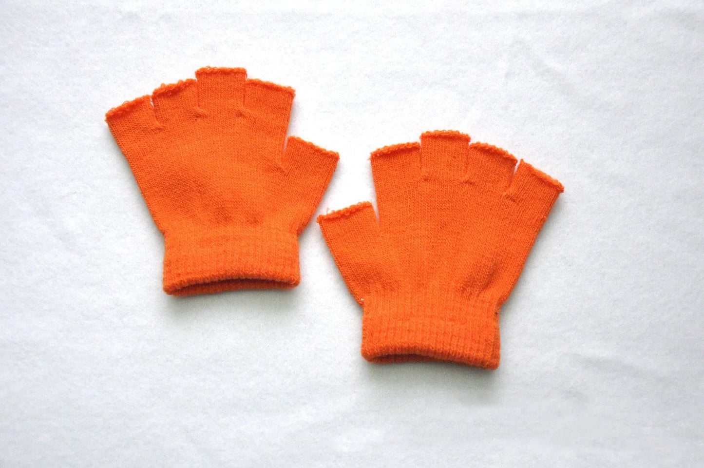 Children's Solid Color Warm Half-Finger Gloves