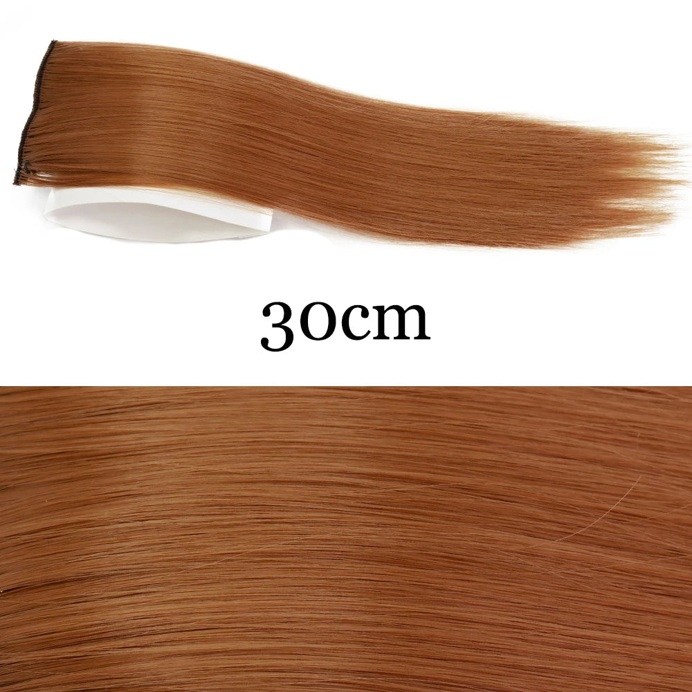 MERISI HAIR Synthetic Invisable Straight Hair Pads Clip In One Piece 2Clips Increase hair volume Hair Extensions Top Side Cover