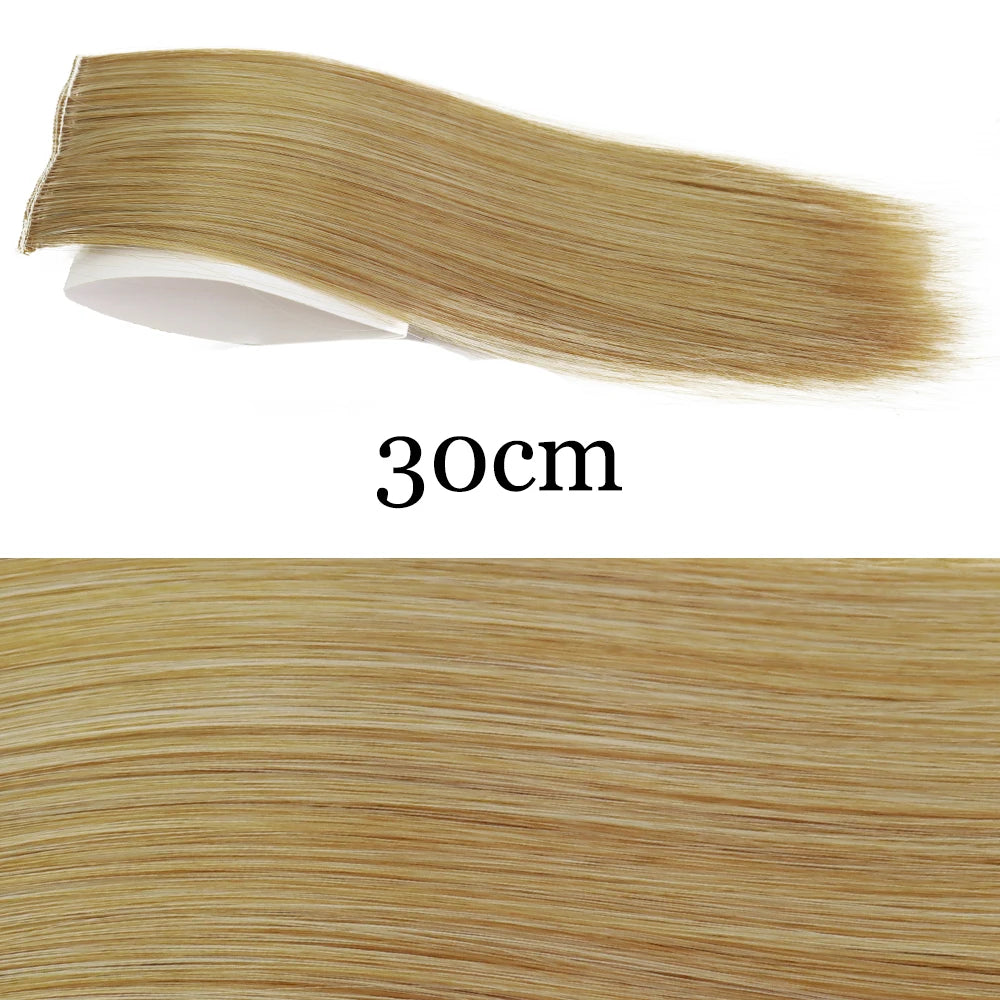 MERISI HAIR Synthetic Invisable Straight Hair Pads Clip In One Piece 2Clips Increase hair volume Hair Extensions Top Side Cover