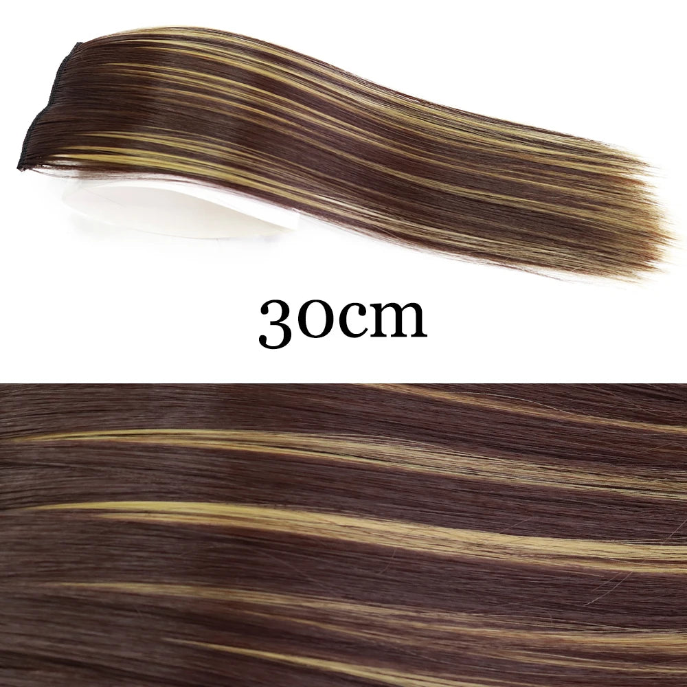 MERISI HAIR Synthetic Invisable Straight Hair Pads Clip In One Piece 2Clips Increase hair volume Hair Extensions Top Side Cover