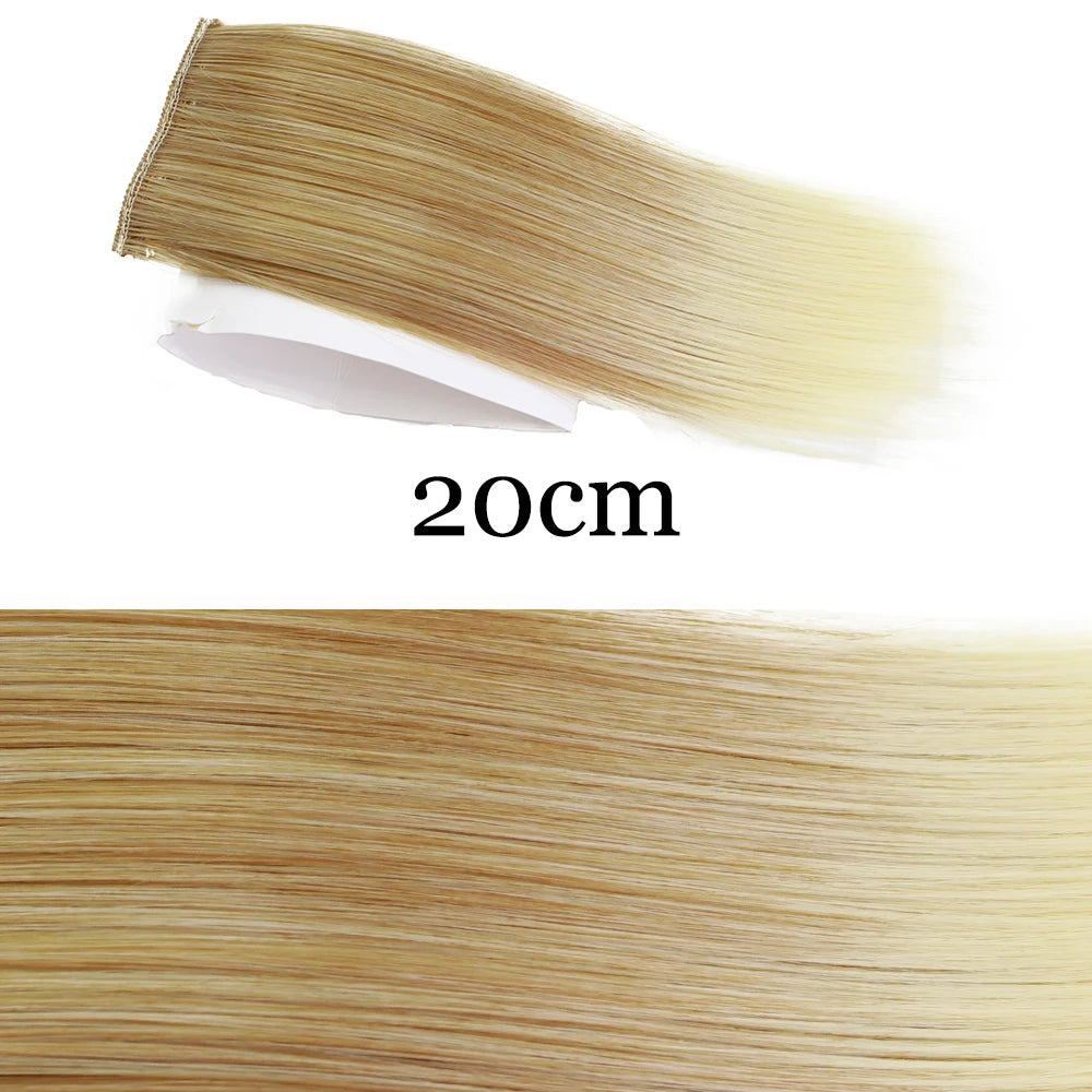 MERISI HAIR Synthetic Invisable Straight Hair Pads Clip In One Piece 2Clips Increase hair volume Hair Extensions Top Side Cover