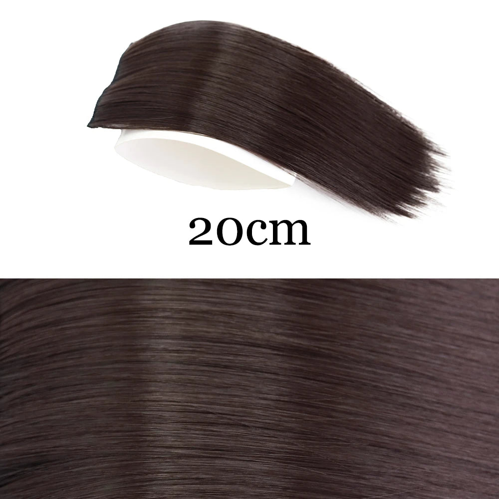 MERISI HAIR Synthetic Invisable Straight Hair Pads Clip In One Piece 2Clips Increase hair volume Hair Extensions Top Side Cover