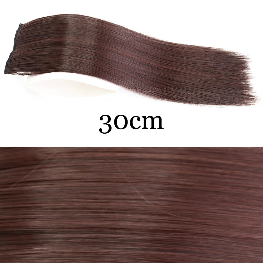 MERISI HAIR Synthetic Invisable Straight Hair Pads Clip In One Piece 2Clips Increase hair volume Hair Extensions Top Side Cover
