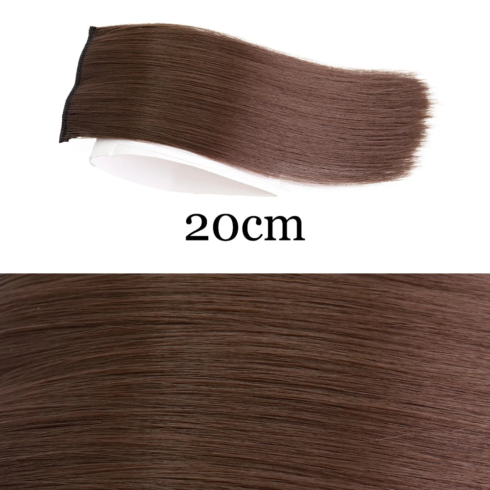 MERISI HAIR Synthetic Invisable Straight Hair Pads Clip In One Piece 2Clips Increase hair volume Hair Extensions Top Side Cover