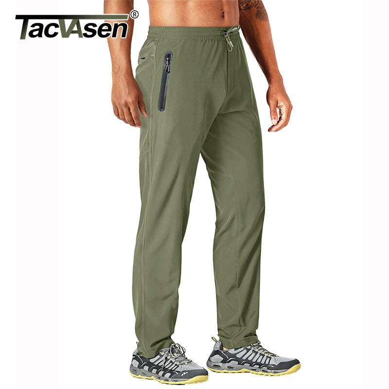 TACVASEN Outdoor Pants Men Quick Dry Straight Running Hiking Pants Elastic Lightweight Yoga Fitness Exercise Sweatpants Joggers