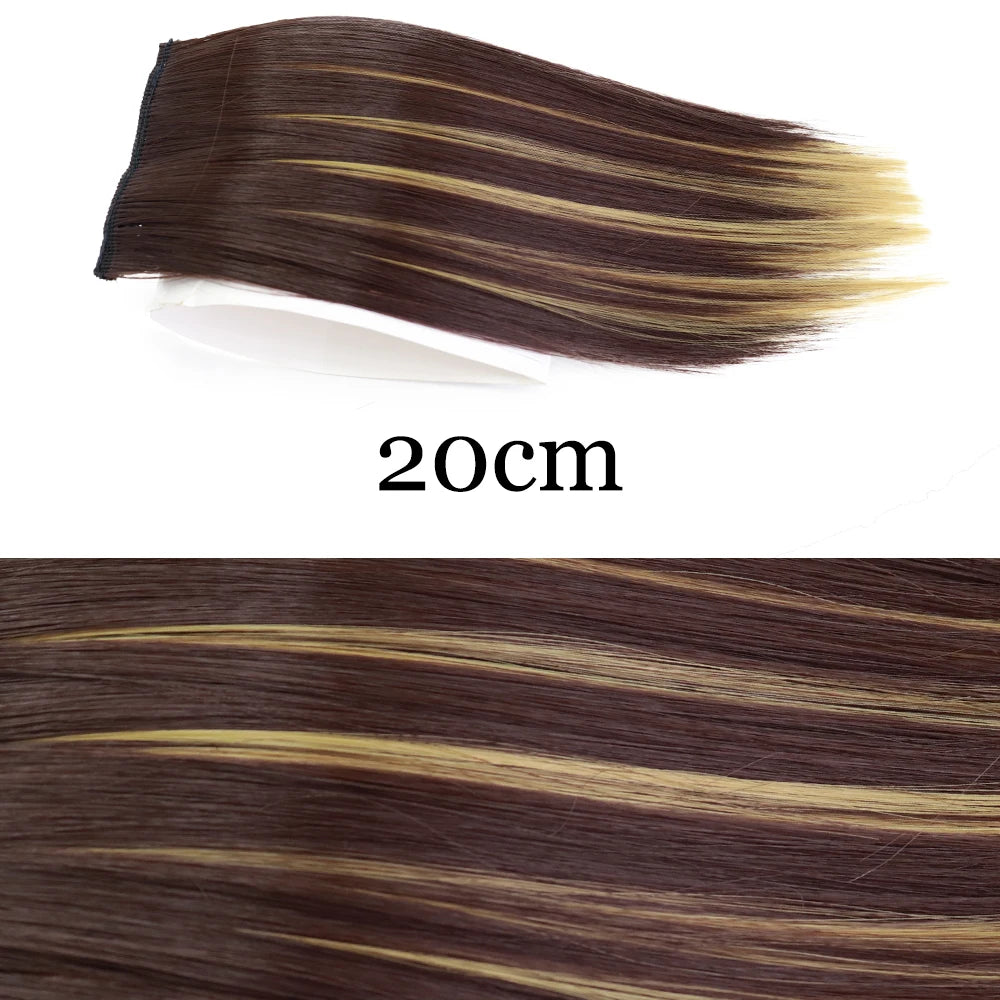 MERISI HAIR Synthetic Invisable Straight Hair Pads Clip In One Piece 2Clips Increase hair volume Hair Extensions Top Side Cover